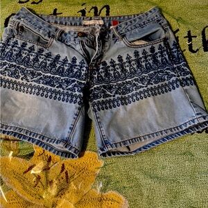 Blue Patterned Women Shorts